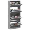 Stylish Shoe Cabinet with 4 Flip-Drawers - Grey Sonoma