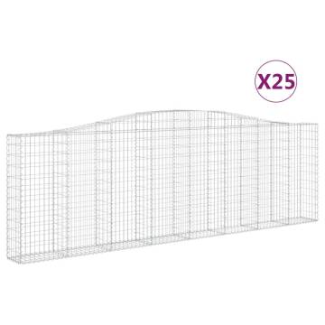 Arched Gabion Baskets - 25 pcs Galvanised Iron 400x30x120/140 cm