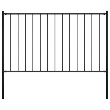 Durable Black Steel Fence Panel with Posts | 1.7x1m