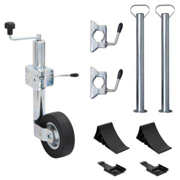 Trailer Jack Wheel 60 mm - With 2 Support Tubes & Clamps