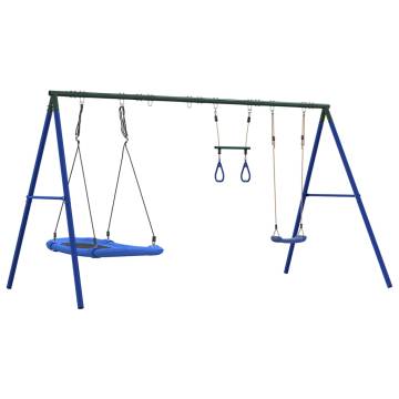 Outdoor Swing Set with Nest Swing & Trapeze for Kids