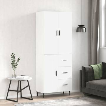 Stylish Highboard White 69.5x34x180 cm - HipoMarket UK