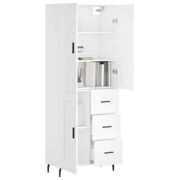 Stylish Highboard White 69.5x34x180 cm - HipoMarket UK