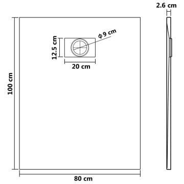 Shower Base Tray SMC Grey 100x80 cm - Durable & Stylish