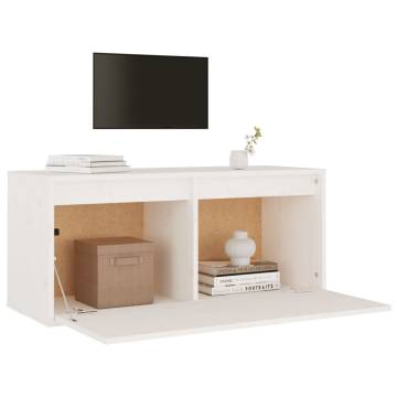 Wall Cabinet White 80x30x35 cm | Solid Wood Pine Furniture