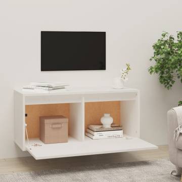 Wall Cabinet White 80x30x35 cm | Solid Wood Pine Furniture