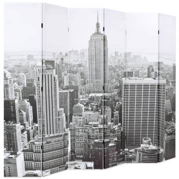 Folding Room Divider New York 228x170 cm Black & White