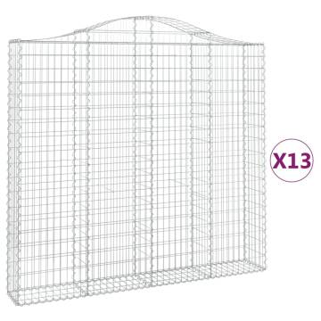 Arched Gabion Baskets - 13 pcs Galvanised Iron | HipoMarket