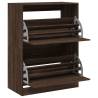 Shoe Cabinet with 2 Flip-Drawers – Brown Oak Storage Solution