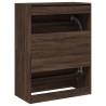 Shoe Cabinet with 2 Flip-Drawers – Brown Oak Storage Solution