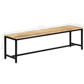 Dining Bench 160 cm - Solid Rough Mango Wood | Hipo Market