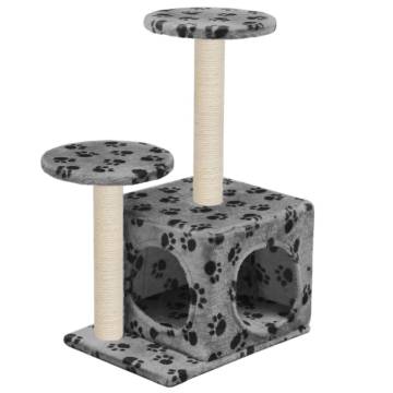 Cat Tree with Sisal Scratching Posts 60 cm - Grey Paw Prints