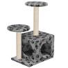Cat Tree with Sisal Scratching Posts 60 cm - Grey Paw Prints