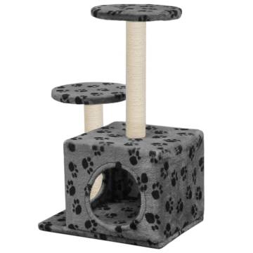 Cat Tree with Sisal Scratching Posts 60 cm - Grey Paw Prints