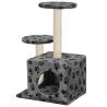 Cat Tree with Sisal Scratching Posts 60 cm - Grey Paw Prints