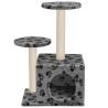 Cat Tree with Sisal Scratching Posts 60 cm - Grey Paw Prints
