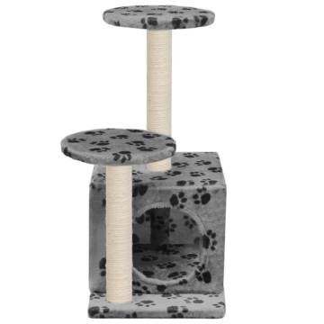 Cat Tree with Sisal Scratching Posts 60 cm - Grey Paw Prints