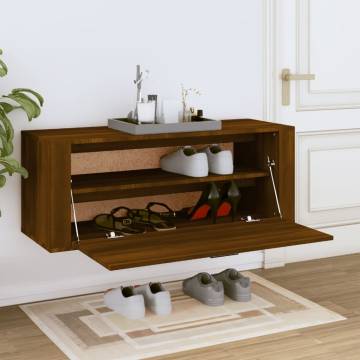 Wall Shoe Cabinet Brown Oak - Space-Saving Storage 100x35x38 cm