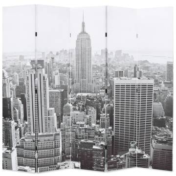 Folding Room Divider 200x170 cm New York - Black & White