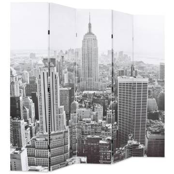 Folding Room Divider 200x170 cm New York - Black & White