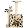  Cat Tree with Sisal Scratching Posts 60 cm Beige Paw Prints Colour beige with paw prints Size 60 cm 