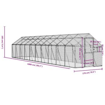 Aviary Anthracite 1.79x10x1.85m Aluminium - Safe & Spacious