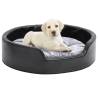 Dog Bed Black and Grey 69x59x19 cm Plush and Faux Leather Colour grey Size 69 x 59 x 19 cm 