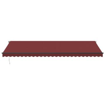 Manual Retractable Awning with LEDs - 600x350cm Burgundy