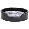 Luxurious Black & Grey Dog Bed - Plush & Faux Leather 69x59 cm