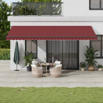 Automatic Retractable Awning with LEDs - Burgundy 600x350 cm