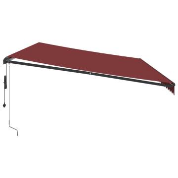 Automatic Retractable Awning with LEDs - Burgundy 600x350 cm