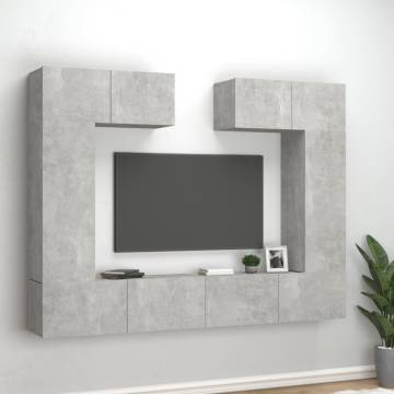 6 Piece Concrete Grey TV Cabinet Set - Stylish Storage Solution