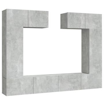 6 Piece Concrete Grey TV Cabinet Set - Stylish Storage Solution