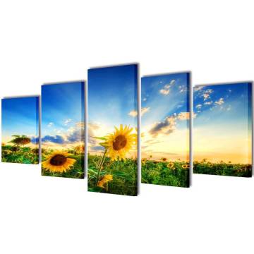 Sunflower Canvas Wall Print Set 200 x 100 cm | HipoMarket