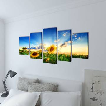 Sunflower Canvas Wall Print Set 200 x 100 cm | HipoMarket