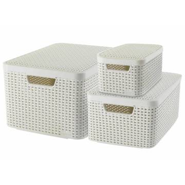 Curver Style Storage Basket Set with Lid - 3 pcs White