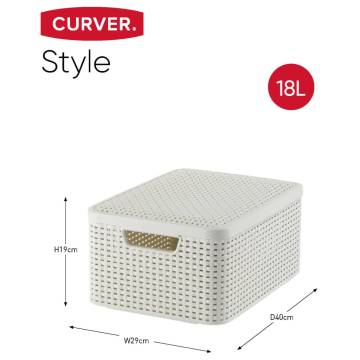 Curver Style Storage Basket Set with Lid - 3 pcs White