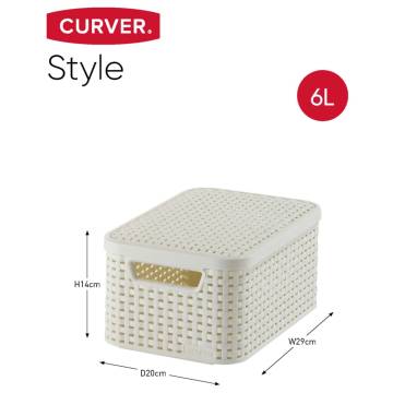 Curver Style Storage Basket Set with Lid - 3 pcs White