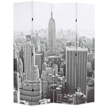 Folding Room Divider 160x170 cm New York - Black & White Charm