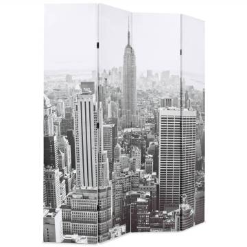 Folding Room Divider 160x170 cm New York - Black & White Charm