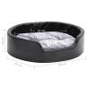 Luxurious Black & Grey Dog Bed - Plush & Faux Leather 69x59 cm