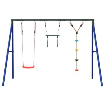 Outdoor Swing Set with Swing, Trapeze & Disc Swing | HipoMarket