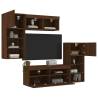 5 Piece TV Wall Units with LED Brown Oak Engineered Wood Colour brown oak Quantity in Package 1 