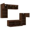 5 Piece TV Wall Units with LED - Brown Oak Engineered Wood