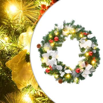 Christmas Wreath with LED Lights - 60 cm Green PVC Decor