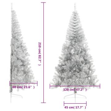 Artificial Half Christmas Tree 210cm Silver - HipoMarket