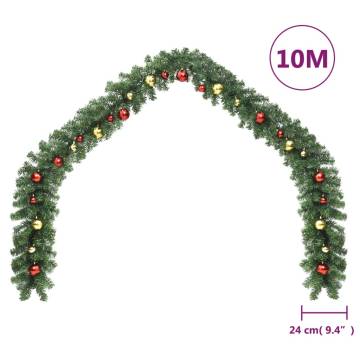 10m Christmas Garland with Baubles & LED Lights | Hipomarket