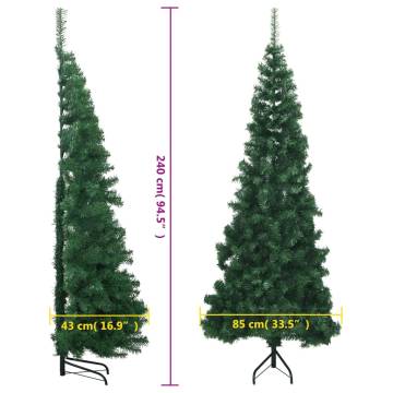 240 cm Green Corner Artificial Christmas Tree - PVC