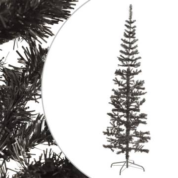 Slim Black Christmas Tree 210 cm - Stylish Holiday Decor