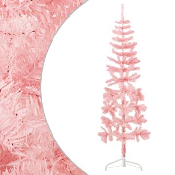 Slim Pink Half Christmas Tree 120 cm - Space-Saving Decor